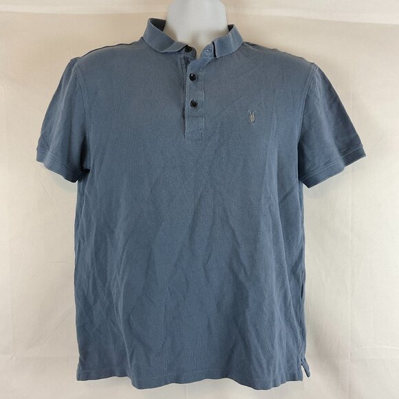 All Saints Men's Polo Shirt M Blue Short Sleeve - Picture 1 of 10